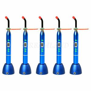 5* Dental 10W Wireless Cordless LED Curing Light Lamp Machine 1800mw US/EU Blue