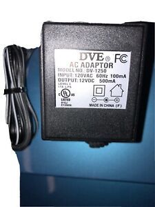 NEW DVE DV-1250 12VDC 500mA AC/DC Power Adaptor