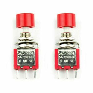 2x PS-102 Button Push Switch Round Self-Reset With Cap 3Pin 2Position 6mm S3