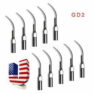 10PCS Dental Scaler Scaling Tips GD2 Fit Cavitron DTE Satelec NSK Handpiece