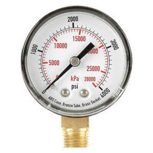 GRAINGER APPROVED 4FLV1 Pressure Gauge,Test,2 In