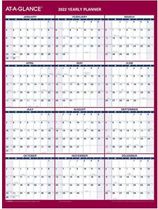 2022 Erasable Calendar, Dry Erase Wall Planner by AT-A-GLANCE, 12&#034; x 16&#034;, Small,