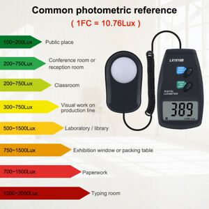 Light Level Sensor Tester Meter 0 - 50000 Lux Photometer Exposure Remote Control