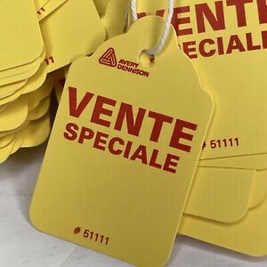 500 Pk of 1 3/4&#034; x 1 1/2&#034; Pre-Strung Yellow Inventory Shipping French Sales Tags