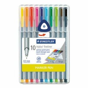 Staedtler Triplus Stick Porous Point Pen, 0.3 mm, Assorted, 10/PK (STD334SB10A6)