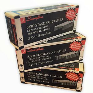 3x Vintage New Old Stock Swingline Staples # SF-1 ~ 5000 Per Box Made In USA