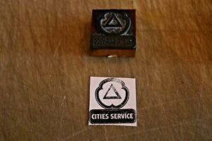 1960s Printing Letterpress Printer Block Decorative Print Cut CITIES SERVIC #125