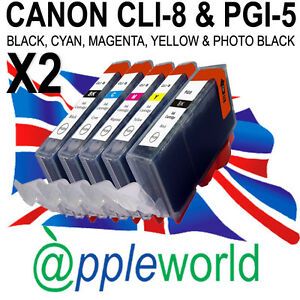 10 CLI8 &amp; PGI5Bk CHIPPED Ink Cartridges compatible with CANON PIXMA printers