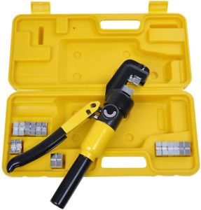 10 Ton Hydraulic Wire Battery Cable Lug Terminal Crimper with 9 Dies Crimping To