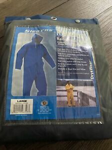 Stearns Rainsuit Rainjammer Dry Wear Size Large Blue Hooded Vented Pockets NEW