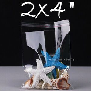 2x4&#034; 200 Bags Baggies Clear Resealable Reclosable Storage Cello Lip Tape Plastic