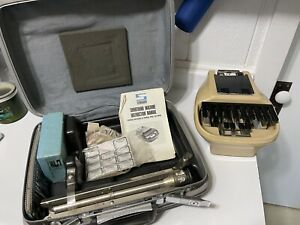 Vintage Stenograph Reporter Model Shorthand Machine w/ Case &amp; Stand