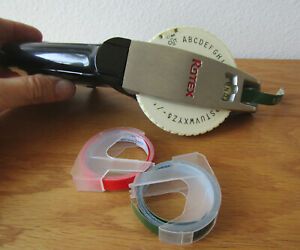Collectible Rotex vintage label maker with 2 partial rolls Dymo tape, works fine