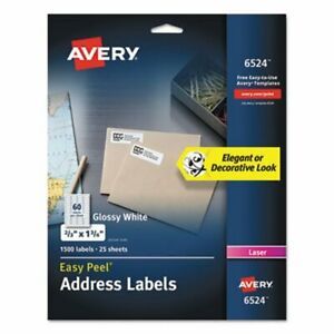 Avery Glossy White Easy Peel Mailing Labels, 2/3 x 1 3/4, 1500 Labels (AVE6524)