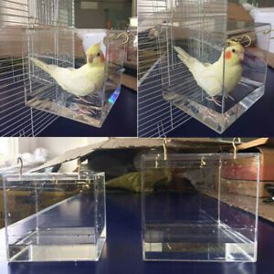 Acrylic Cage Mounted Bird Parrot Budgie Pet Bath Basin Shower Bathtub Kit