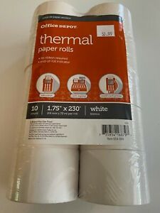 Office Depot Thermal Paper Rolls 1.75&#034; x 230&#039;, /White, 10 pack Item #554-085 NIP