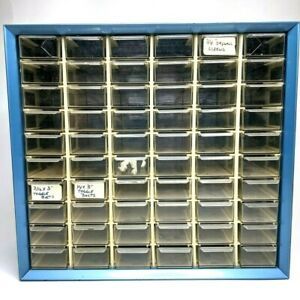 Metal Akro Mils 60 Drawer Storage Cabinet Small Parts Organizer Bin Blue Vtg