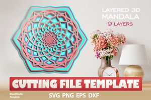 3D Mandala svg template sunflower flower layered  Digital Laser cut Cricut