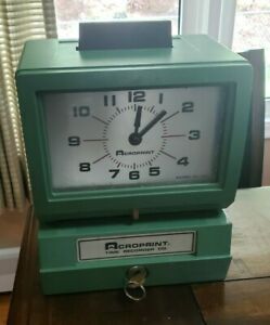 Acroprint Electric Time Clock Recorder125NR4 (WORKS) Key Included