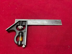 Vintage EMPIRE 6” MACHINIST SQUARE Combination ruler with level gauge USA