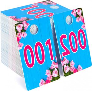 AlExuz Large Live Sale Plastic Number Tags for Facebook 001-100, Blue, Pink