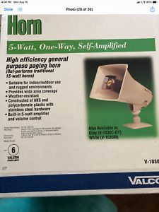 BRAND NEW VALCO 5 WATT, ONE WAY, SELF AMPLIFIED HIGH EFFICIENCY PAGING HORN TAN