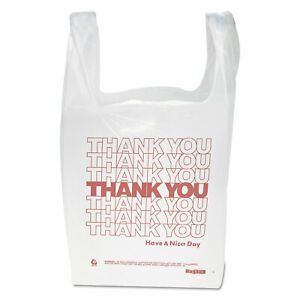 T-Shirt Thank You Plastic Grocery Shopping Carry Out Retail Bags 100 Bags/Pack