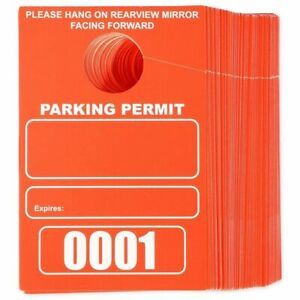 100pcs Temporary Parking Permit Hang Tag over Mirrors Numbered 1-100 Neon Red