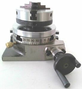 ROTARY TABLE 3&#034;/80MM WITH 65MM 4 JAW MINI SCROLL LATHE CHUCK &amp; BACKPLATE