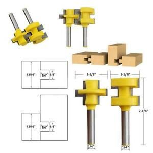 2pcs Tongue And Groove Router Bit 1/4&#034; Shank Chisel Woodworking F9P8\ Mill C9D6