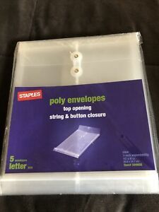 Staples Poly Envelopes Top-Opening Letter Size Transparent 5/Pack 599608 New
