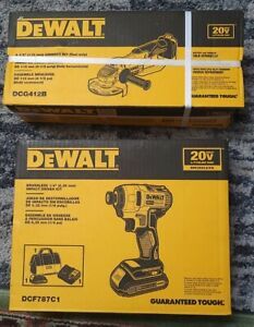 DEWALT 4-1/2&#034; GRINDER KIT &amp; DEWALT BRUSHLESS 1/4&#034;IMPACT DRIVER KIT NEW