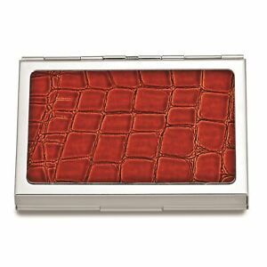 Red Crocodile Faux Leather Business Card Case