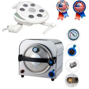 14L Dental Autoclave Steam Sterilizer Medical Sterilization+Inductive Oral Lamp