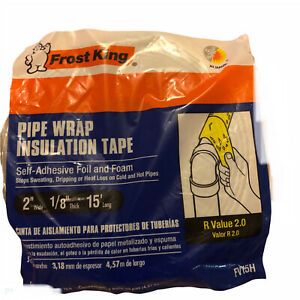 Pipe Wrap Insulation Tape 1/8&#034; x 2&#034; x 15 ft. New Frost King Self Foil and Foam