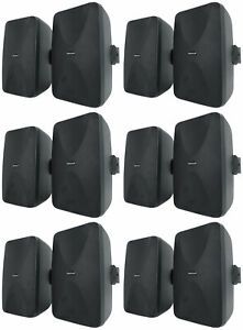 12 Rockville WET-6525B 6.5&#034; 70V Commercial Indoor/Outdoor Wall Speakers in Black