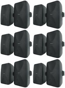 12 Rockville WET-6525B 6.5&#034; 70V Commercial Indoor/Outdoor Wall Speakers in Black