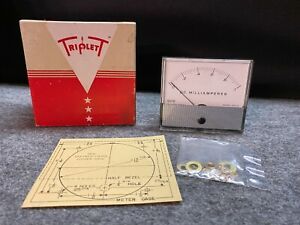 Vintage Triplet DC Volts Milliamperes Panel Meter Testing Box 320-G- NOS