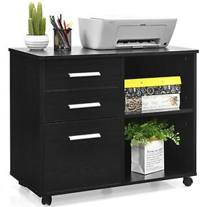 3-Drawer File Cabinet Storage Organizer Mobile Lateral Printer Stand Office Work