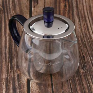 Glass Teapot With Stainless Steel Infuser &amp; Lid, Leaf Tea Pot, 13.5oz /400ml
