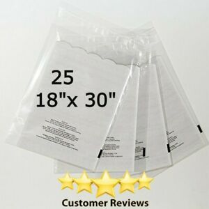 25 Pack 18x30 Self Seal 1.5 mil Suffocation Warning Clear Poly Bags Free Shippin