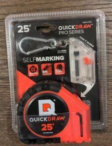 Quickdraw QD25-PRO Red and Black Graphite Self Marking Tape Measure 25 ft.