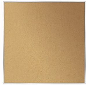 Ghent 48.5&#034; x 48.5&#034; Aluminum Frame Natural Cork Bulletin Board, Made in the USA