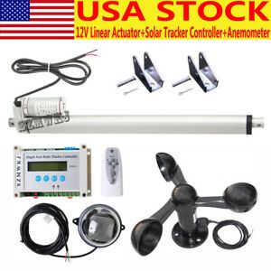 Solar Tracker Single Axis Tracking System + 14&#034; Linear Actuator + Anemometer EL