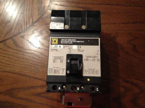 Square d 30 amp i line circuit breaker / fa34030 for sale