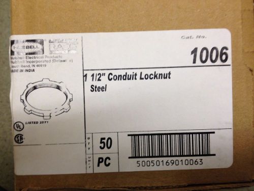 Hubbell Raco 1006 1 1/2&#034; Conduit Locknut, Steel - Quantity (50)