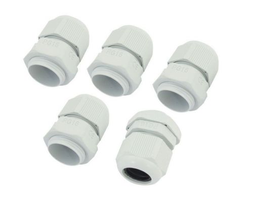 5 pcs pg16 white plastic glands connectors for 10mm to 14mm cable for sale