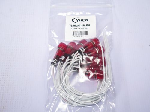 Lot f 100 yc-9wrt-1r-120 120v ac/dc mini red led 9mm pilot light cylindrical cap for sale