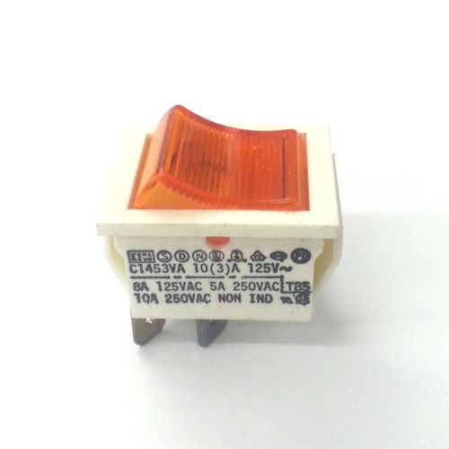 Arcolectric c1453va dpst on-off 125v lighted yellow rocker switch 10a 250v ac for sale