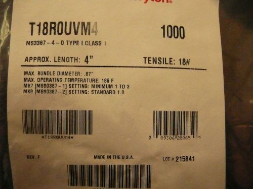 Hellerman Tyton  Zip TIes  MS3367-5-0    T18ROUV 6&#034; Black   MilSpec  1000pcs/Bag